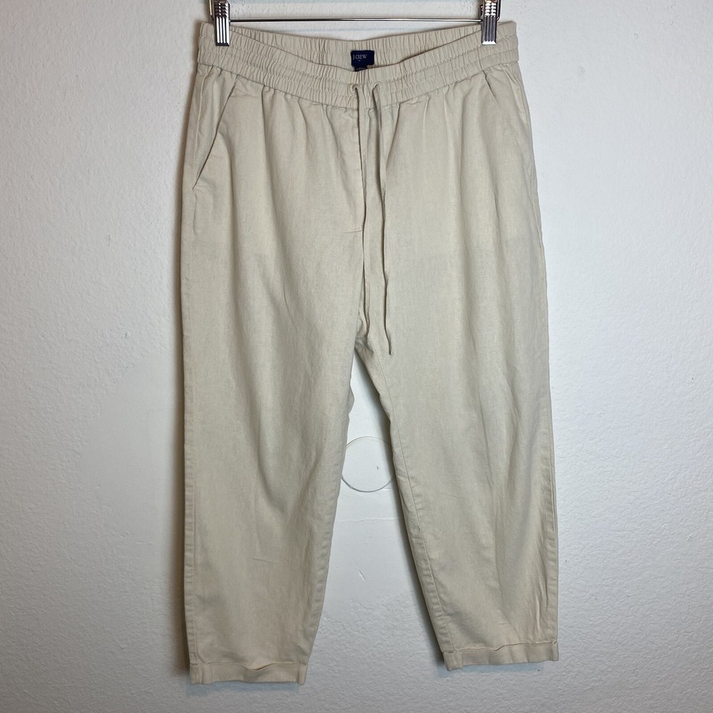 J.Crew Women's Size 0 Petite Pull On Pants Linen Blend Drawstring Casual Coastal